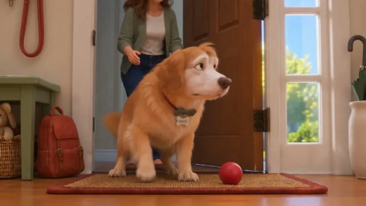 An older dog still waiting by the door